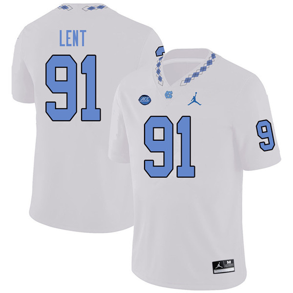 Jordan Brand Men #91 Hunter Lent North Carolina Tar Heels College Football Jerseys Sale-White